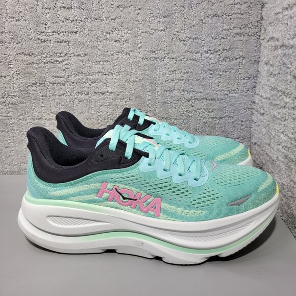 Hoka One One Bondi 9 Womens Size US 7.5B Blue Spark/Mint Fluorite Running Shoes - Picture 3 of 12
